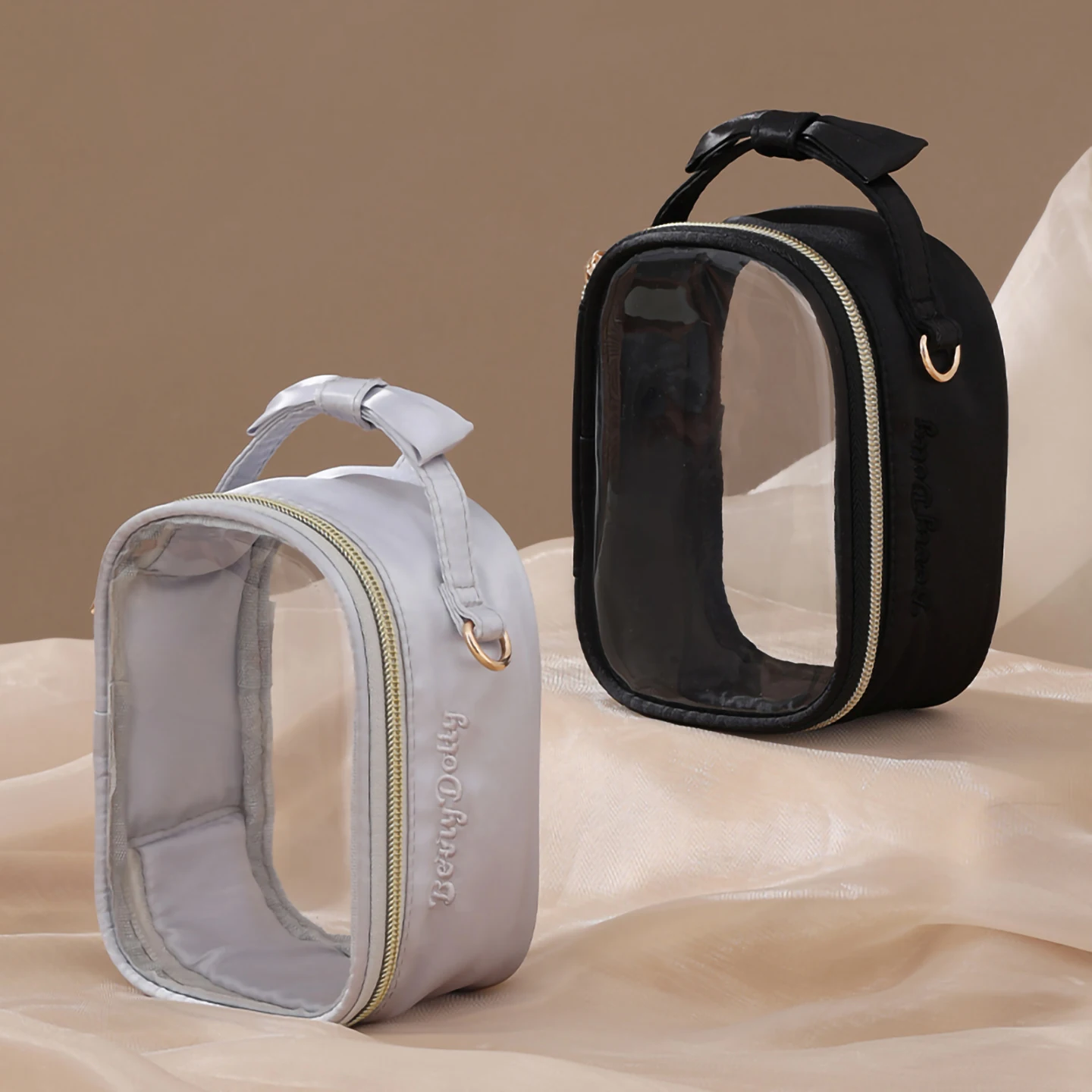 LIBOER милая сумка с бантом Ita со съемной пластиной-вставкой, двойная прозрачная сумка-мессенджер с окнами, женская маленькая сумка через плечо