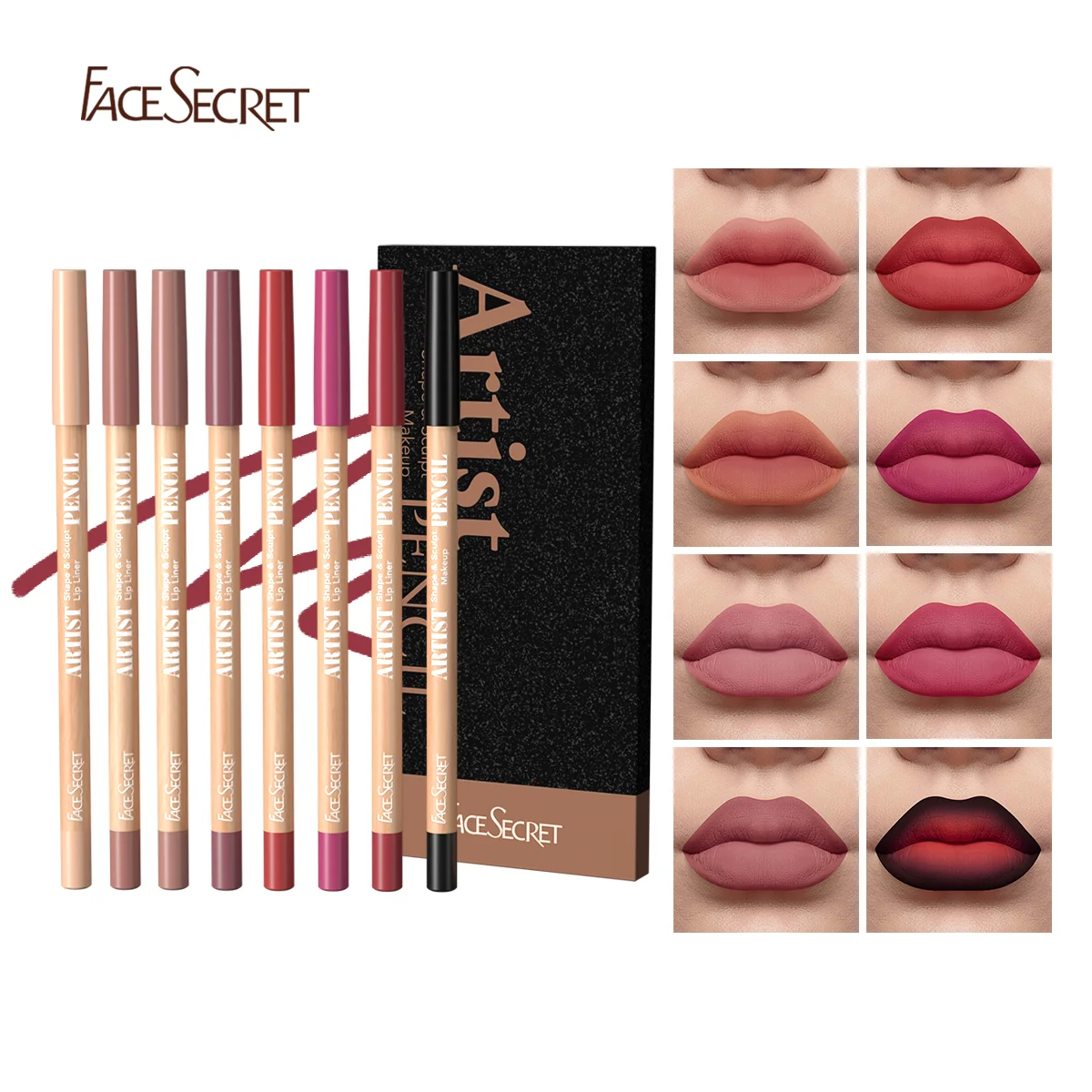 8 unids/set cara SecretLip Liner Set 8 colores impermeable mate duradero Color desnudo lápiz labial lápiz labial marrón delineador de labios lápiz labial