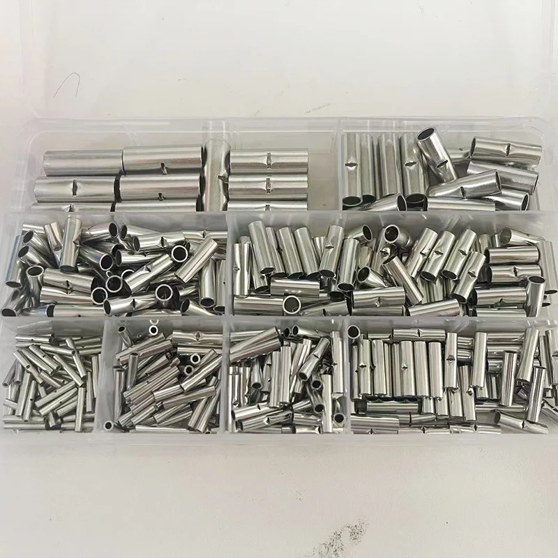 200Pcs Copper Bare Tinned Crimp Terminals Kit Splice Wire Connectors Copper Bare Joint Tube AWG8 12-10 14-12 18-14 22-18 24-22