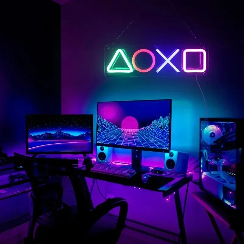 Enseigne au néon personnalisée, icône de jeu, lumière pour suspension murale, lampe d'ambiance Playstation, éclairage LED coloré, décor de salle, Bar, Club, joueur 39 Enseigne au néon personnalisée, icône de jeu, lumière pour suspension murale, lampe d'ambiance Playstation, éclairage LED coloré, décor de salle, Bar, Club, joueur 39