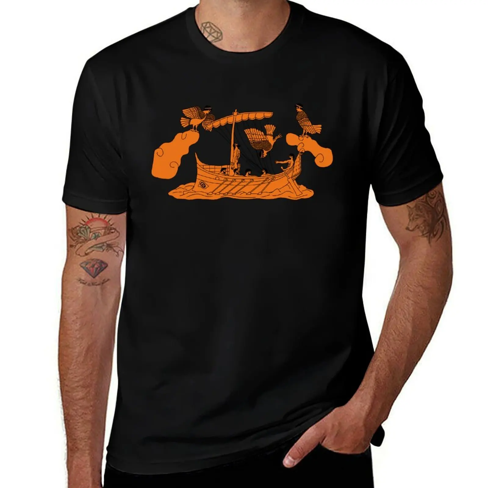 

cotton T-Shirt t cotton t shirt shirt black Odysseus and t-shirt plain the print custom Sirens 100% men for man package