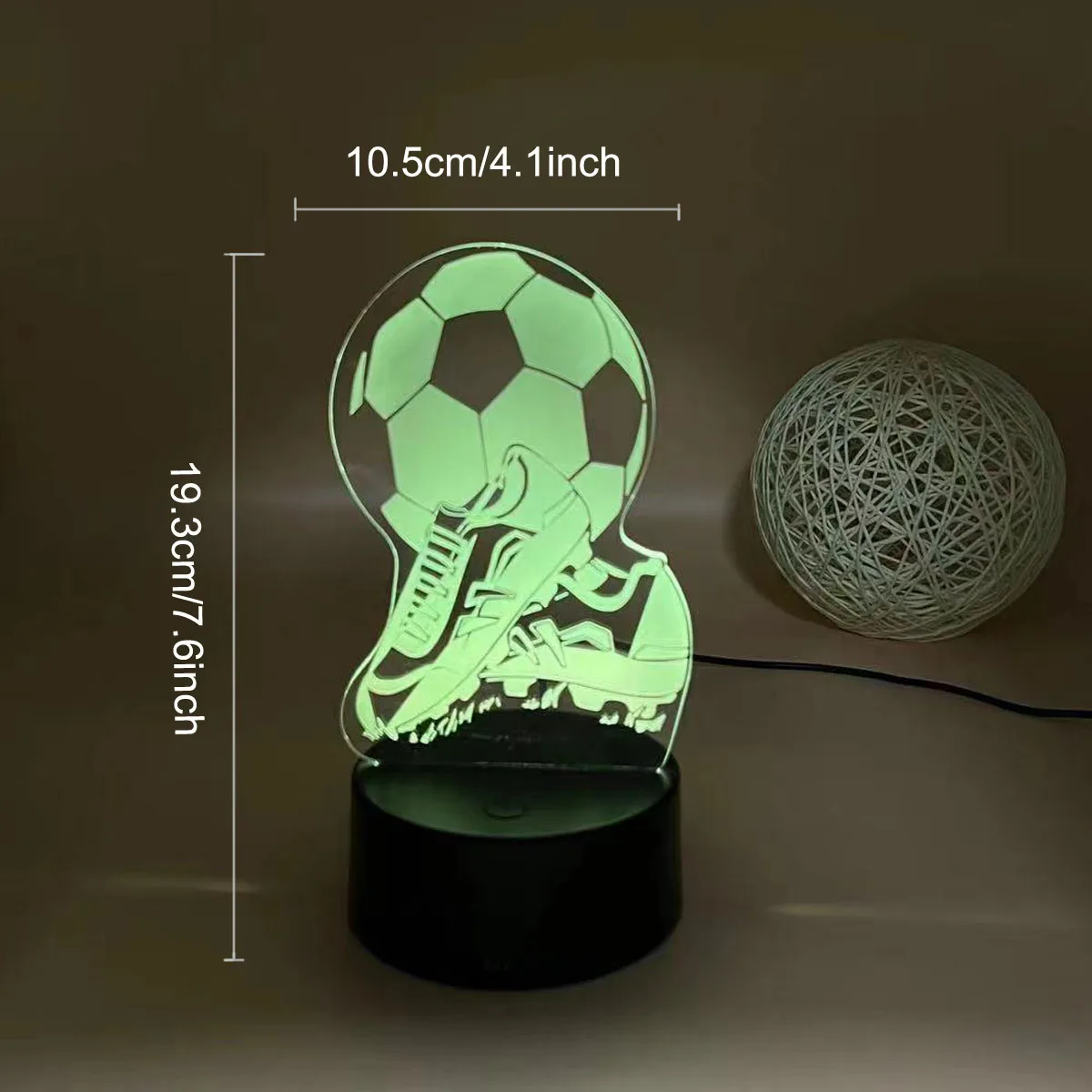 1pc Football  3D Night Light, 3D Optical Illusion Lamp With Touch, 7-Color Changing Ambient Light For Bedroom