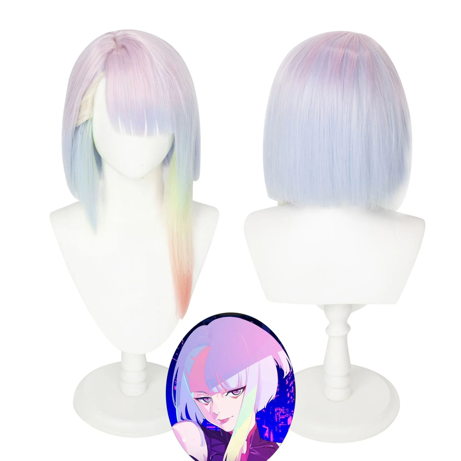 55CM Lucy Cosplay Wig Anime Cyberpunk Edgerunners Cosplay Lucyna Gradient Hair Heat Resistant Rebecca Wigs And Cap