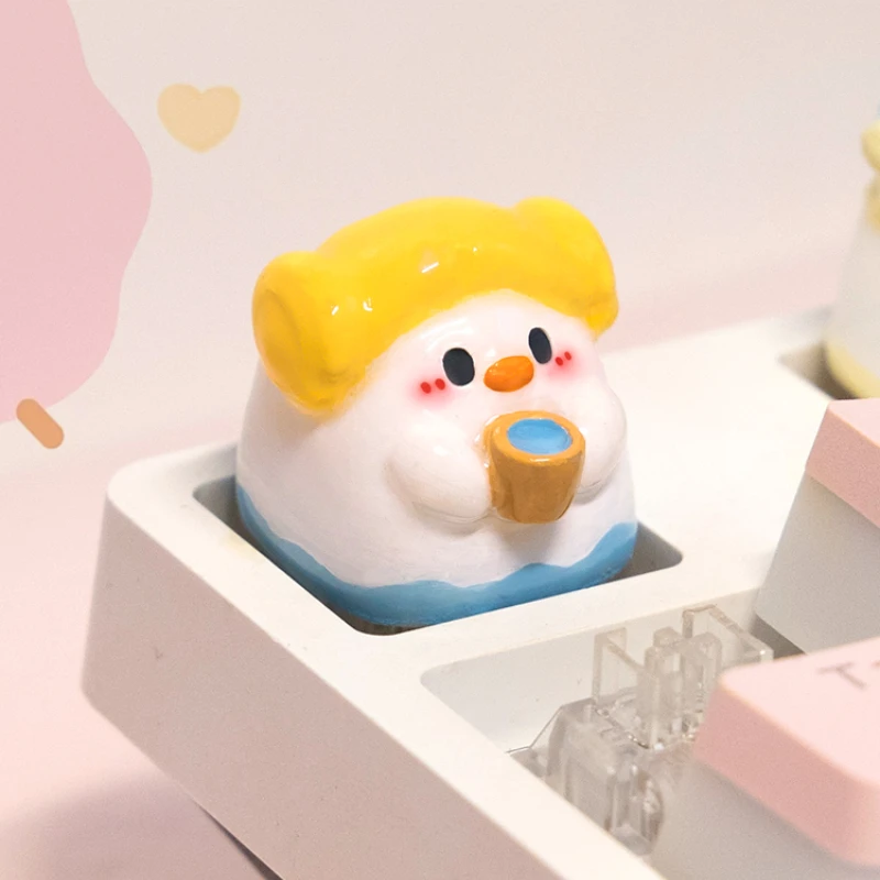 Small Duck Keycaps Personalized Customization Cute Duck Cross Axis Mechanical Keyboard Keycaps 3D Printed Resin Cartoon Keycaps