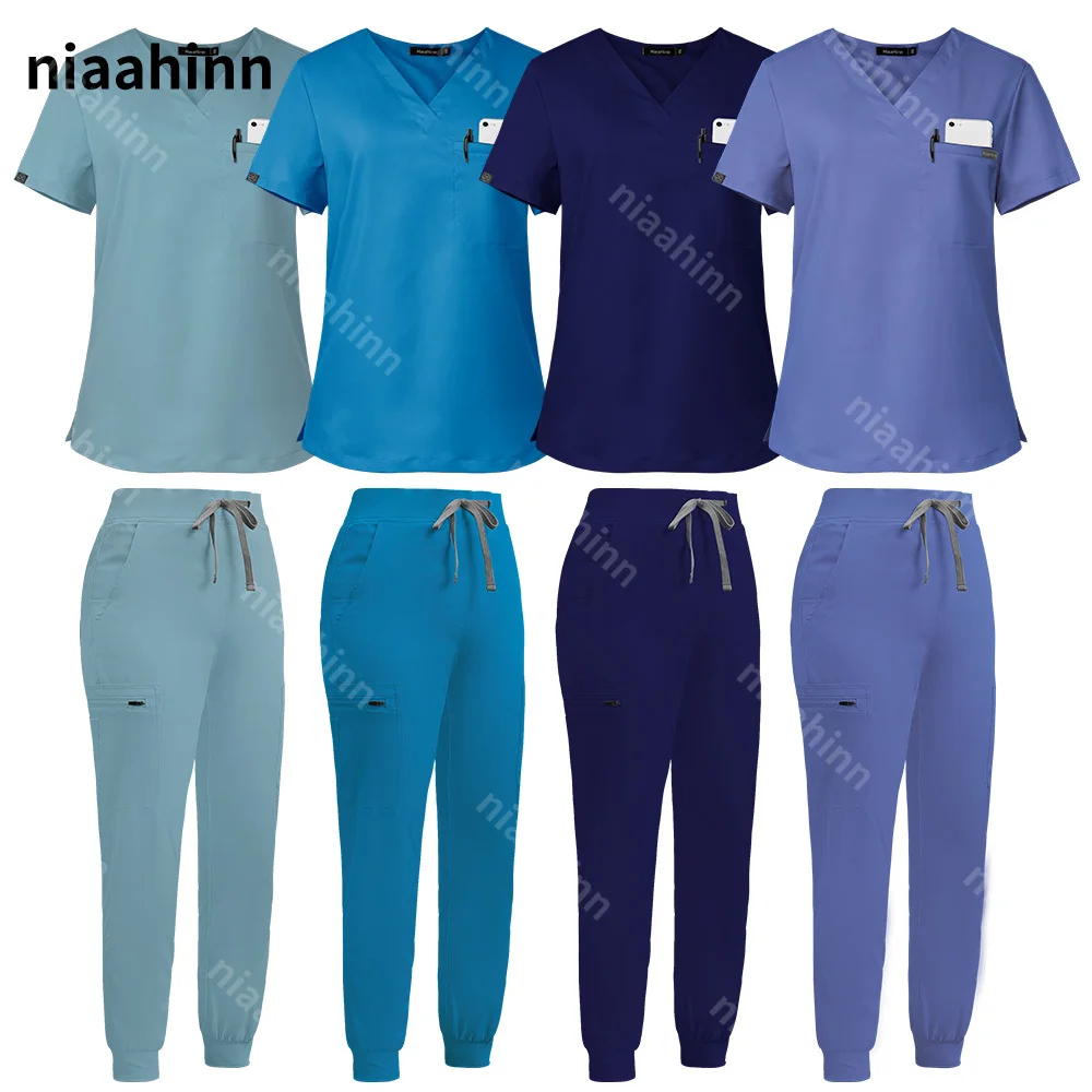 

Short Sleeve Surgery Set V-neck Tops&Pant Doctor Nurse Clothes Surgical Workwear Pet Doctor Nursing Workwear Medical Accessories