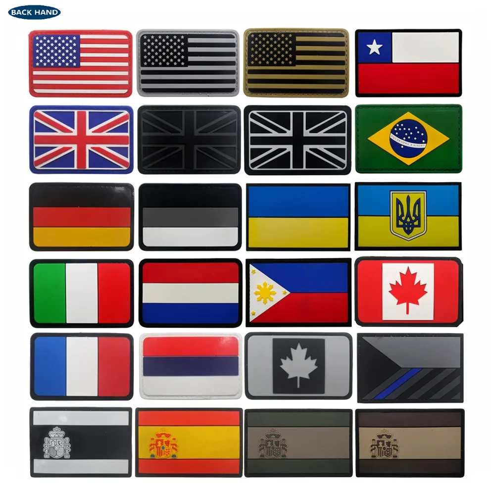 UK Tactical Patch for Clothing USA France Germany 3D Adhesive Drip PVC Military Patches Patches on Clothes Embroidery Sewing DIY