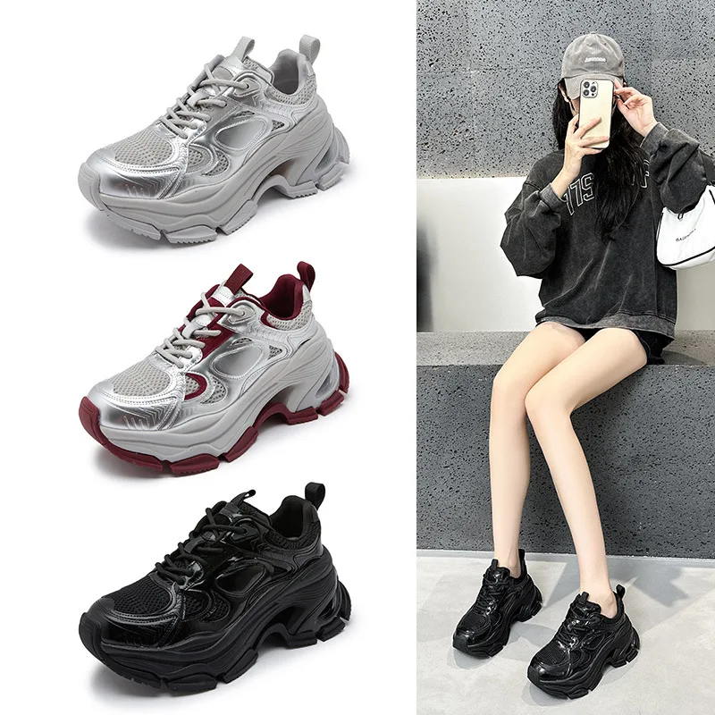 

Women's Thick Bottom Dad Shoes Autumn Winter New Korean Style Breathable Versatile Lightweight Anti-slip Casual Sports Shoes
