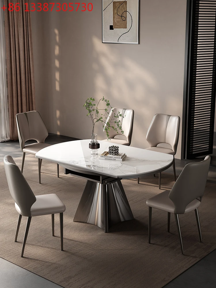 

Slate dining table round telescopic square and round dual-purpose new household small apartment