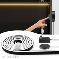 Black Tube Neon LED Strip Lights 24V Flexible Silicone COB Ribbon Lamp With Touch Control Dimmable Light For Home Decor Room