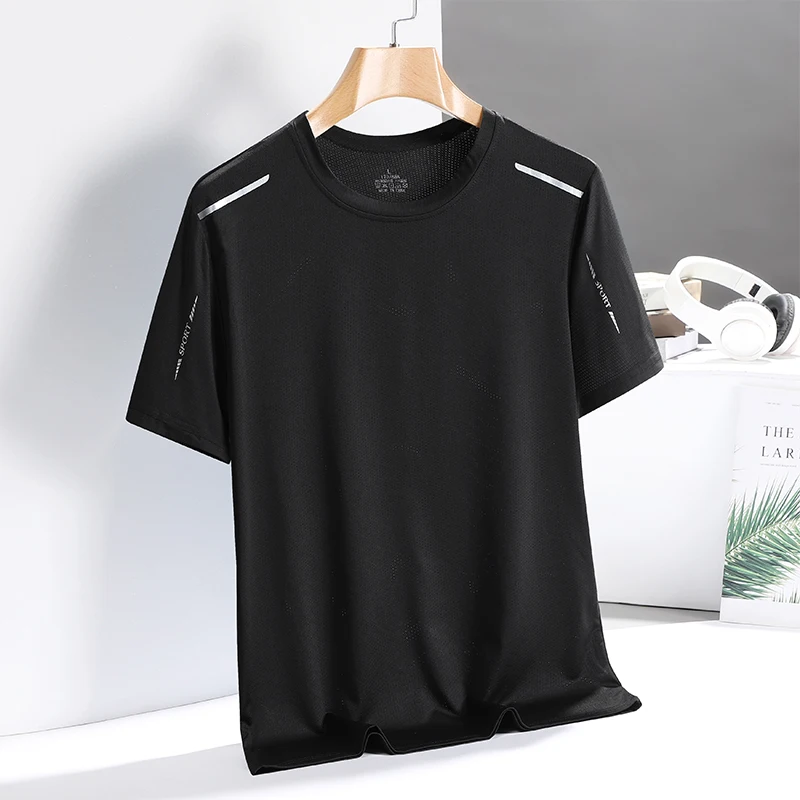 2024 Sports T-shirt for Running Men Short Sleeved Ice Silk Summer Top Quick Drying Basketball Fitness Polo T Shirt for Men