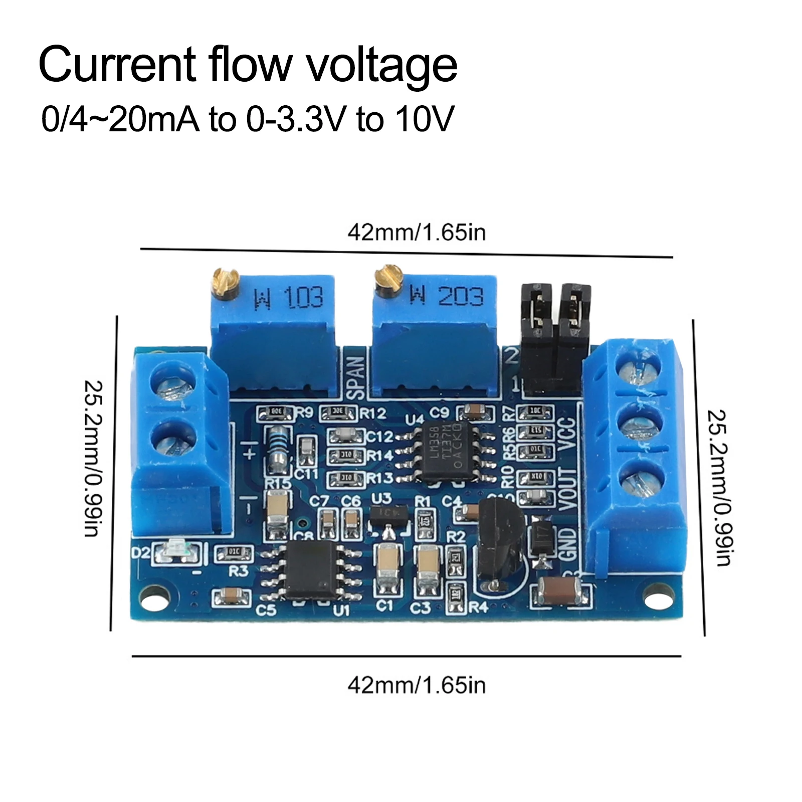 4-20mA To 0-10V Signal Converter XY-ITOV Current To Voltage Module Adjustable Calibration Current Voltage Conversion Board