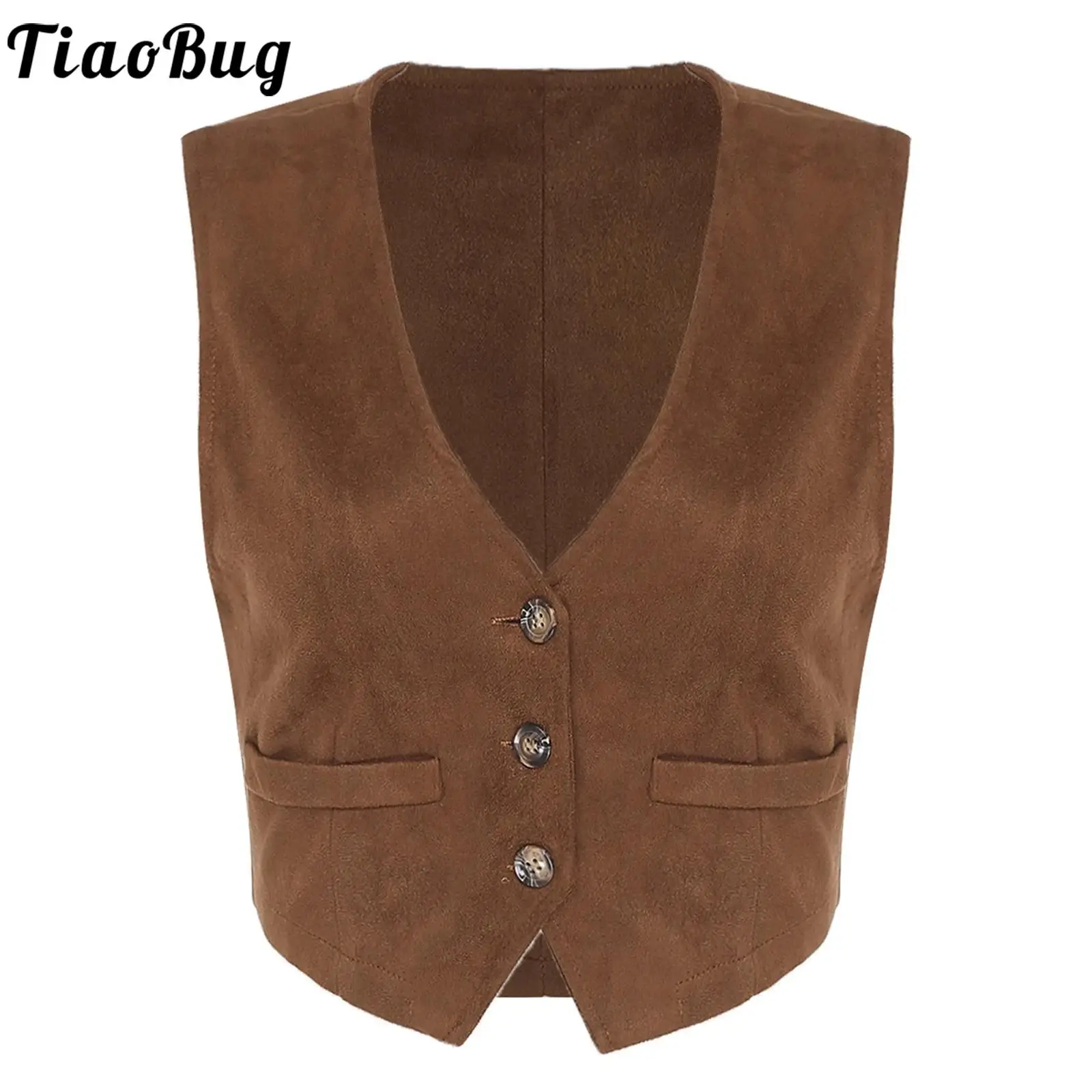 

Женский облегающий жилет без рукавов с v-образным вырезом в стиле ретро, жилет на пуговицах с искусственными боковыми карманами, топ, облегающий, элегантный, модный, для повседневной работы, офиса
