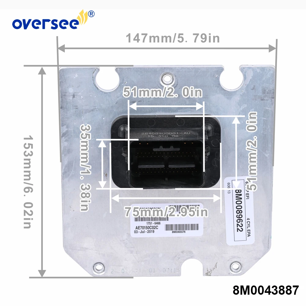 

8M0043887 ECU Engine Control Module/ECM For Mercury 60HP EFI 4 CYL EPA Outboard Engines