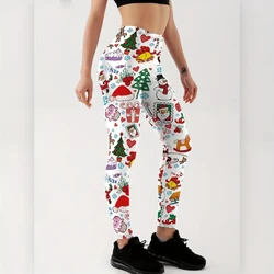 Christmas Snowman print vibe Casual leggings Stretch comfortable slim-fit hip lift tight pants go with everything