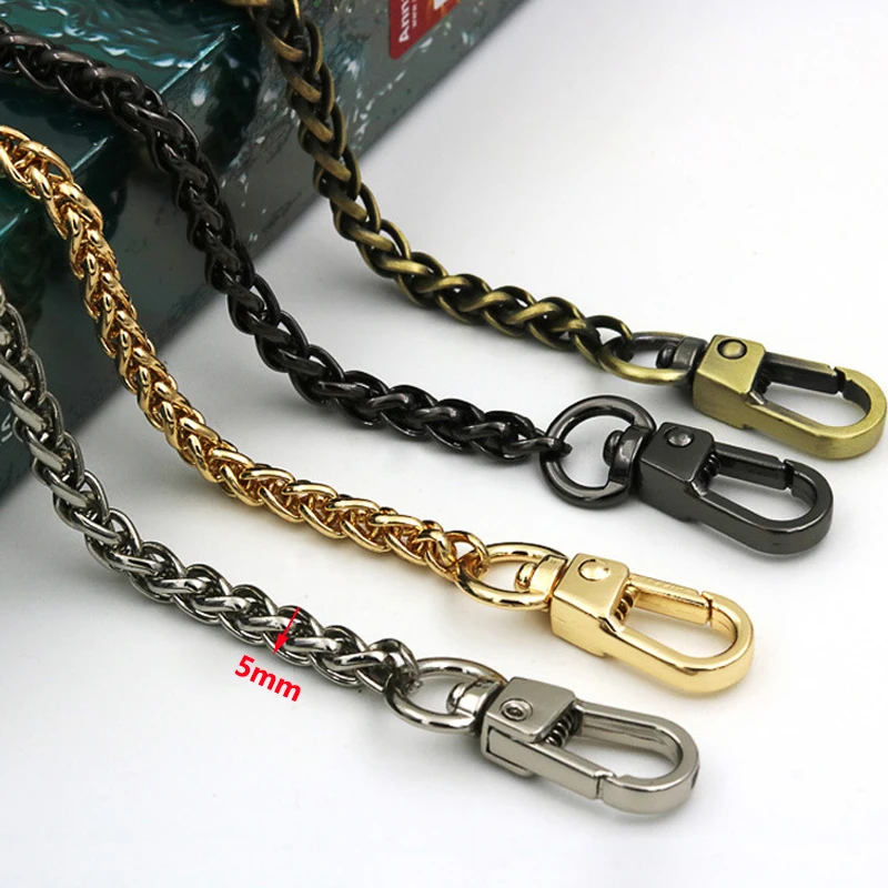 Steel Bag Chain 5mm Gold, Silver, Gun Black, Brushed Bronze Replacement Shoulder Crossbody Bag Chain Strap for Small Bag Clutch