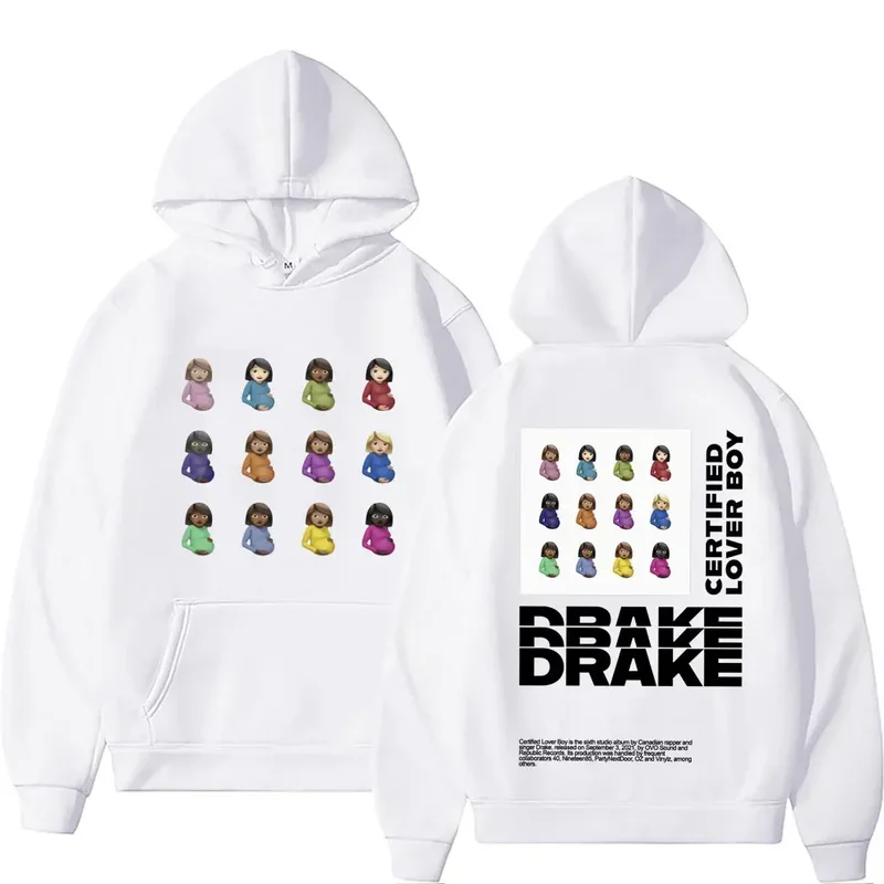 Rapper Drake Hoodie Certified Lover Boy Album Graphic Pullovers Sweatshirts Men's Hip Hop Casual Funny Hoodies Unisex Streetwear