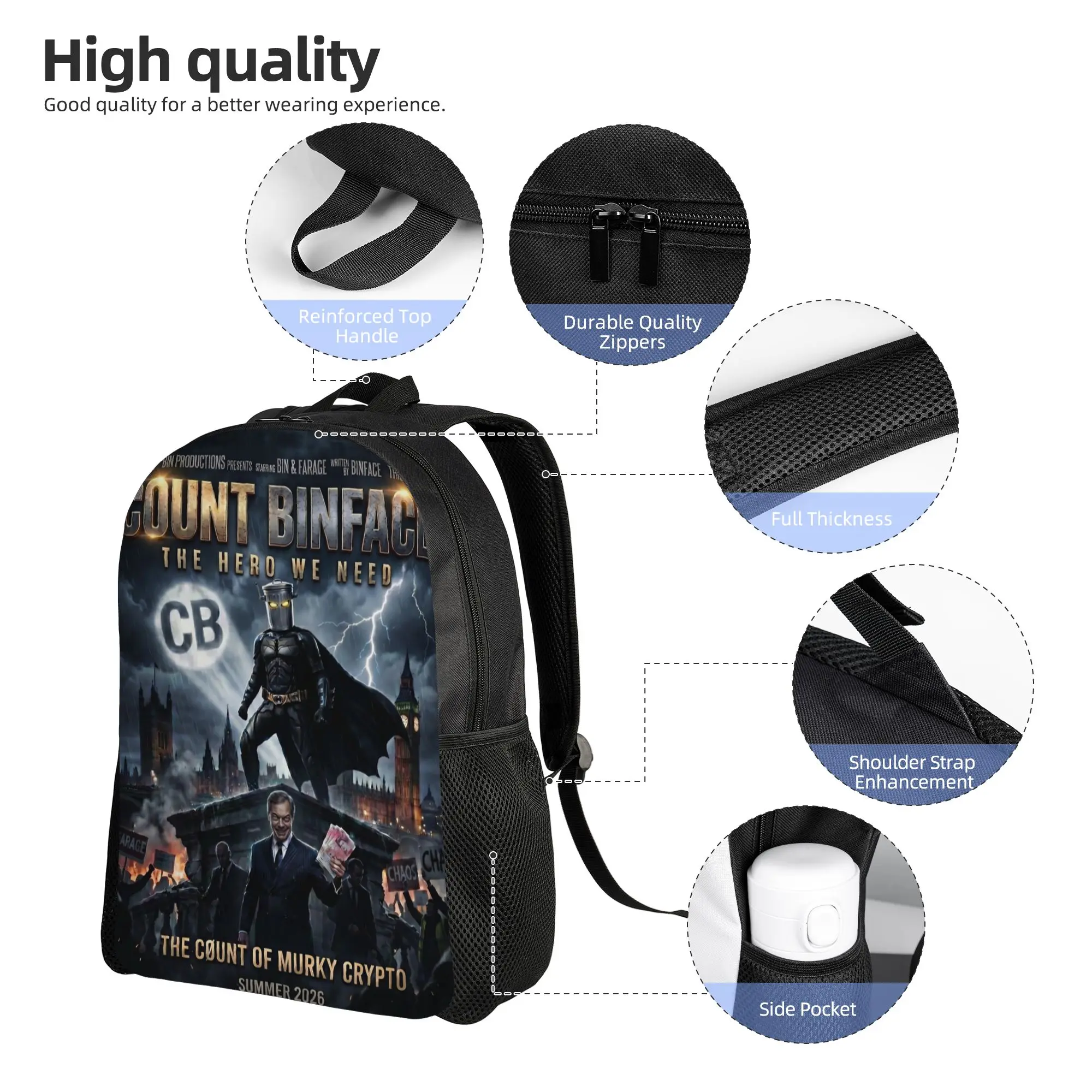 Count Binface The Hero We Need Clacton By-Election Teenage Backpack Student  Daypack for Men Women Laptop Computer Canvas Bags