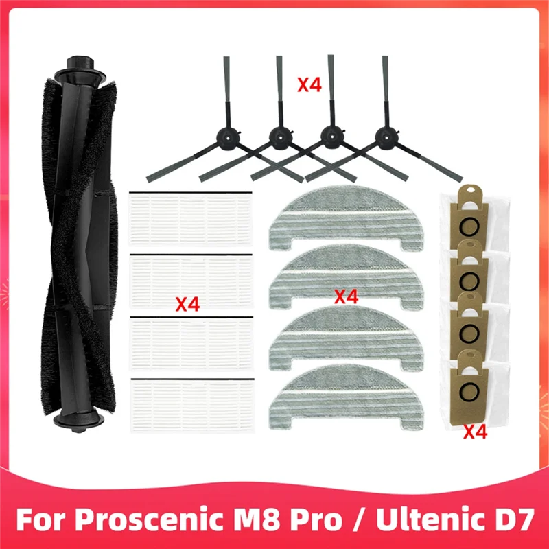 

B83B-For Proscenic M8 Pro / Ultenic D7 Vacuum Cleaner Parts Main Side Brush Hepa Filter Mop Rag Dust Bags