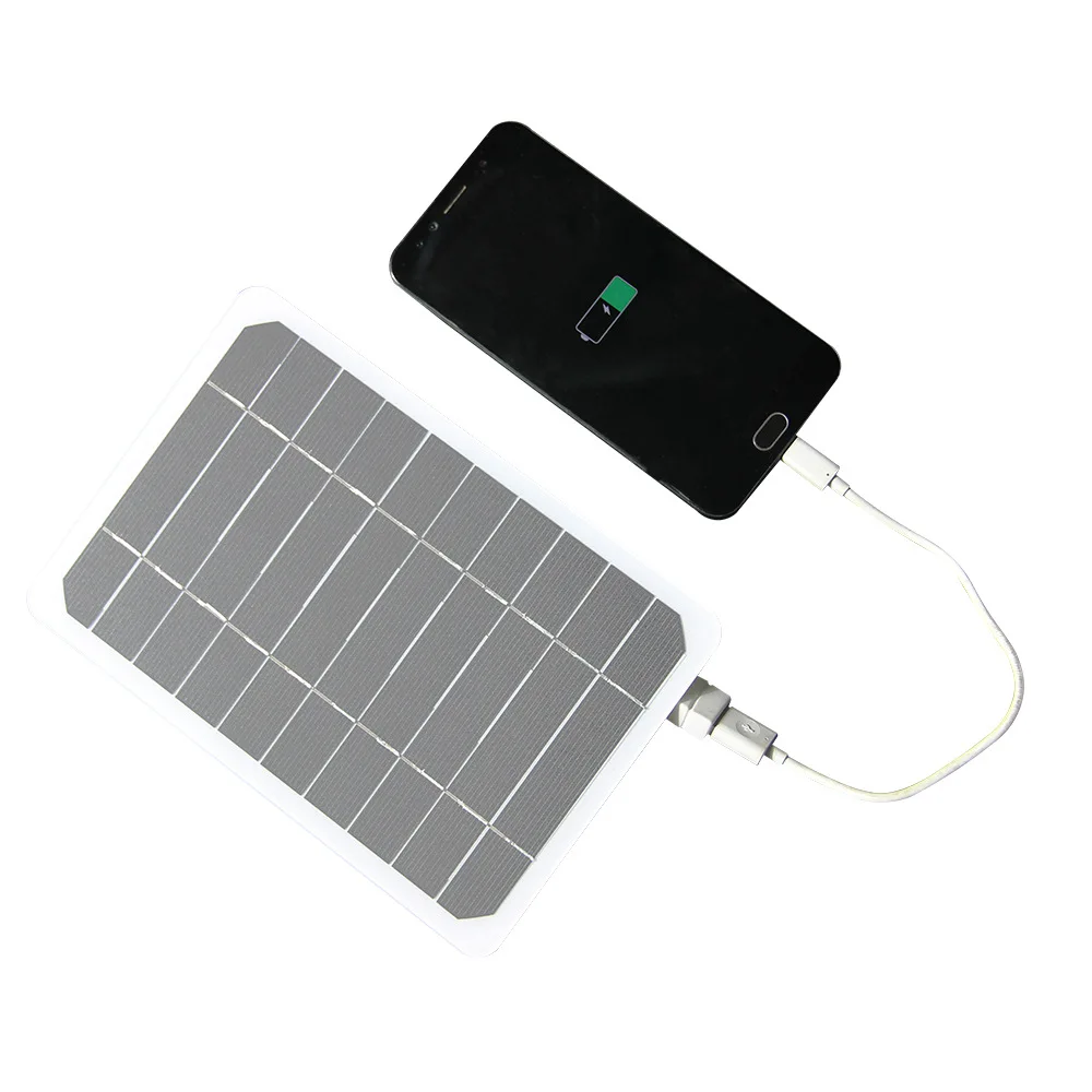 Custom Outdoor Portable Solar Charger Mobile Power Bank 5W 5V Flexible Solar Panel Charger for Cell Phone Camping Fast Charging