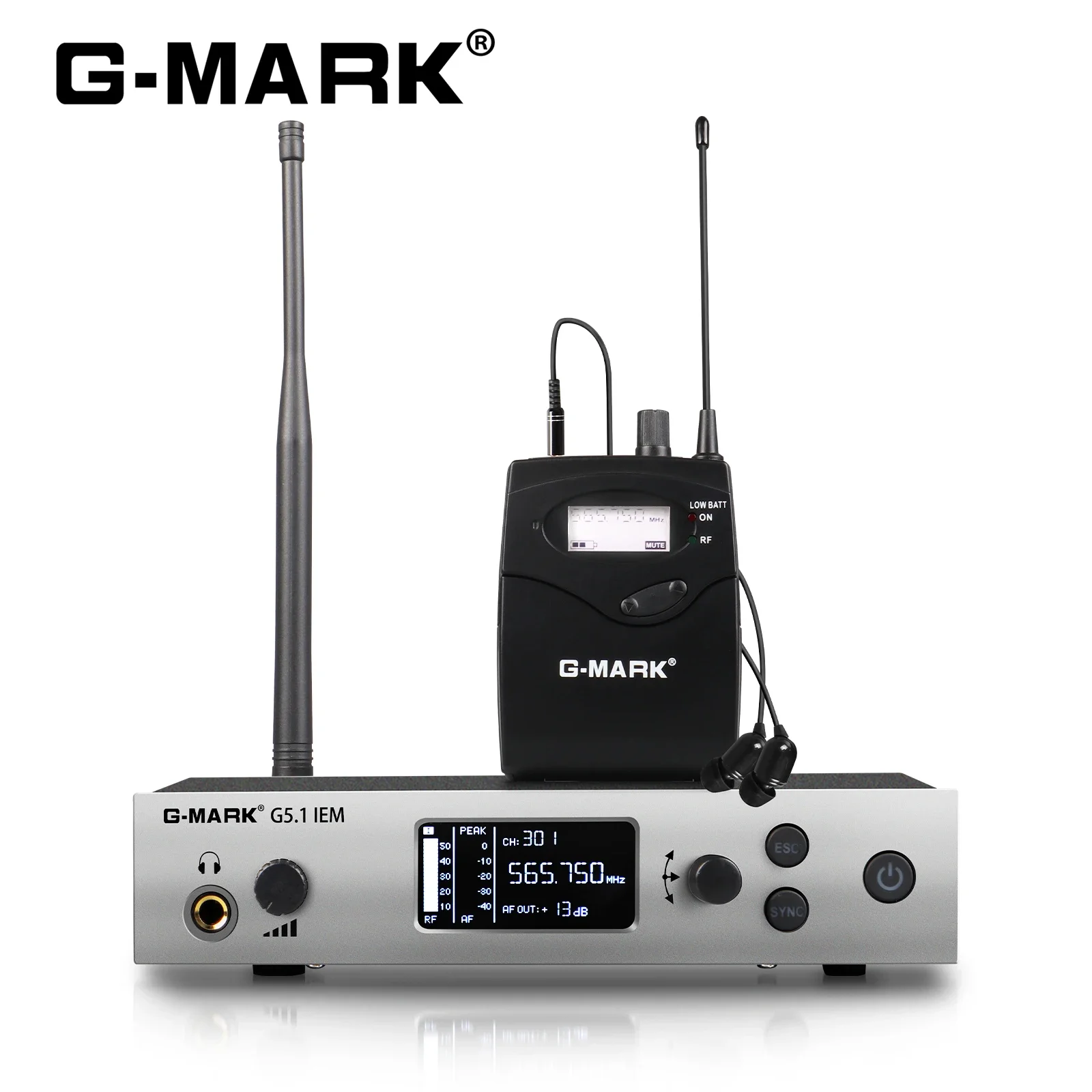 G-MARK IEM G5.1 Single Channel UHF Frequency Selectable Stage Return Wireless Earphone Wireless Inears Monitors System