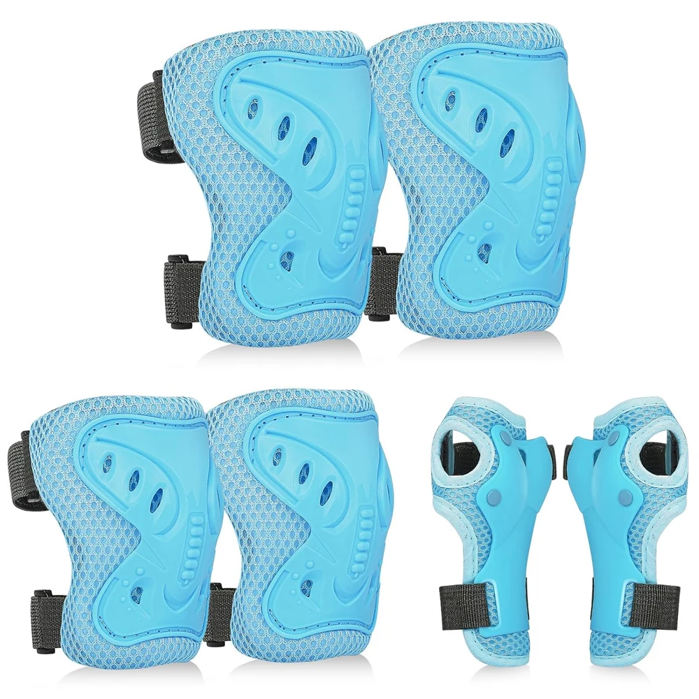 6-in-1-Knieschützer, Ellenbogenschützer mit Handgelenkschützern für Kinder im Alter von 3–10 Jahren, Schutzausrüstung zum Skaten, Radfahren, Radfahren, Rollschuhe, Roller – Detail 1