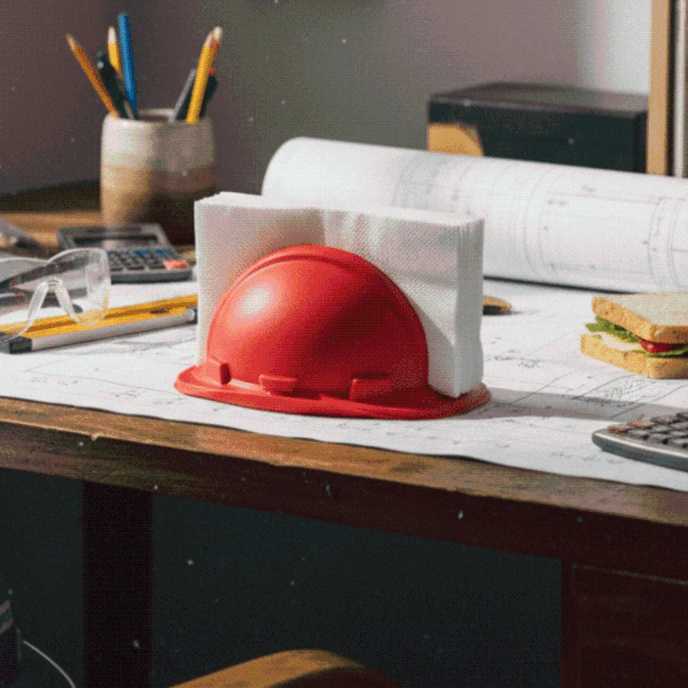 Office Display 3D Printed Card Holder Safety Shape Vibrant Color Helmet Stand PLA Lightweight Desk Organizer Civil Engineer