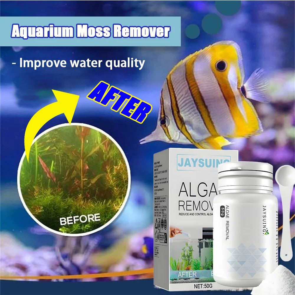 Removedor de musgo de acuario para pecera, agente purificador de agua, polvo de limpieza, limpieza de agua, eliminador de olores, agente repelente de algas