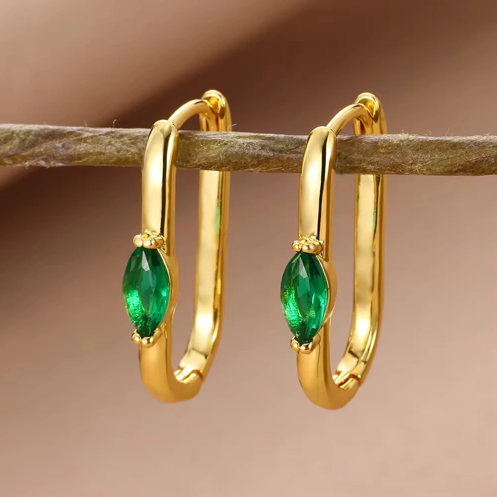 Pendientes cuadrados de circón para mujer, aretes de acero inoxidable de Color dorado, Piercing de lujo, joyería para la oreja, 2024