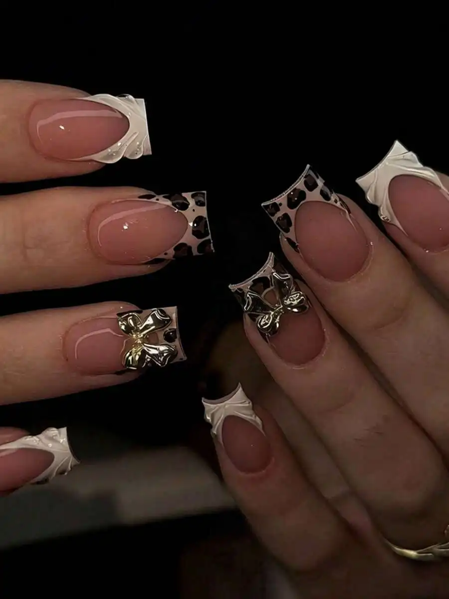 24 Piece Leopard Print 3D Butterfly Nail Art Set