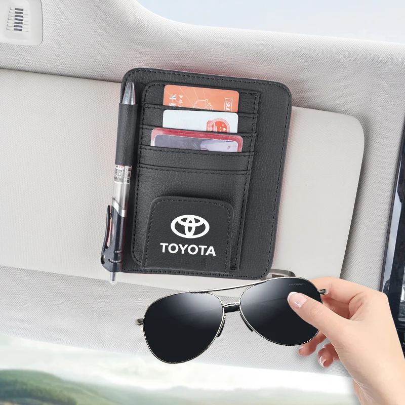 سيارة بو الجلود الشمس قناع النظارات الشمسية تذكرة بطاقة حقيبة التخزين اكسسوارات لتويوتا TRD فورتشنر هايلاندر مارك-X ميراي هليكس #6