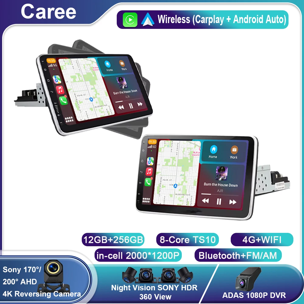 9/10 polegada android universal única rotação rádio do carro carplay multimídia player navegação gps estéreo do carro bluetooth 4g wifi
