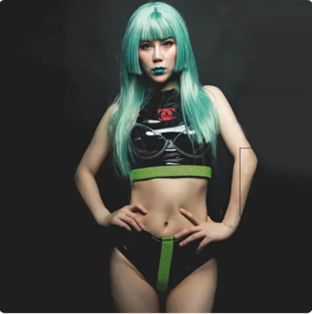 2025 Fashion Nightclub Gogo Dancer Outfit Pu Leather Tops Shorts Festival Clothing Technology Sense Helmet Stage Costume yk155