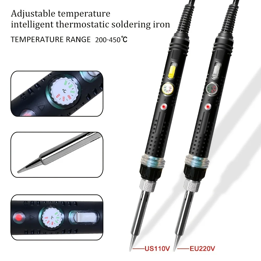 60W Electric Soldering Iron Kit Set - with On/Off Switch --Adjustable Temperature From 200-450°C -  for Easy Use