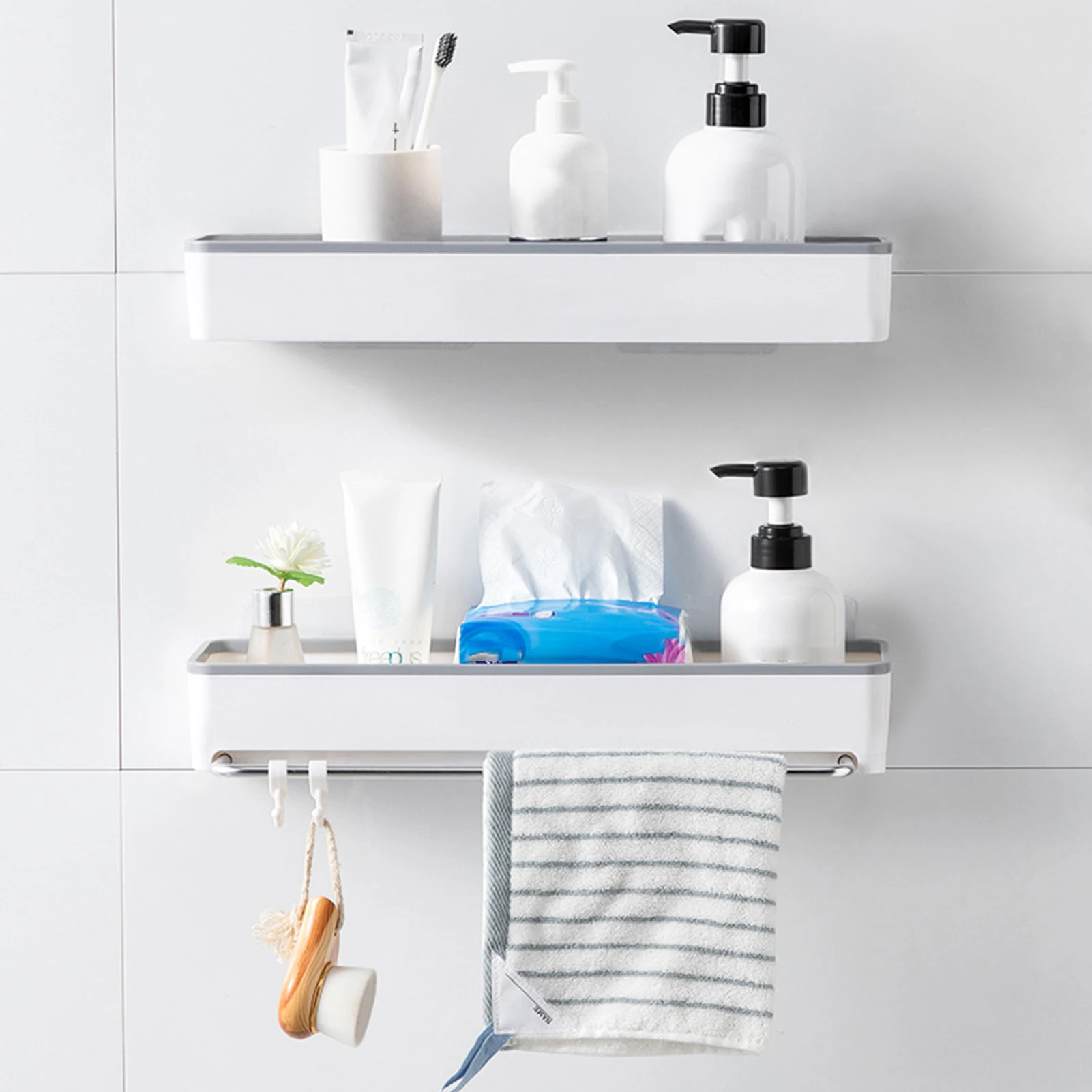 Wall-mounted Seasoning Storage Basket Good Load Bearing Large Capacity Shelf for Bathroom Bedroom Kitchen