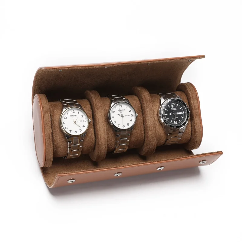 Embers lederen horlogerol 1 2 3 vakjes Luxe echte lederen horloge opbergdoos Reistas Horlogekoffer Cadeaudoos Horloge etui