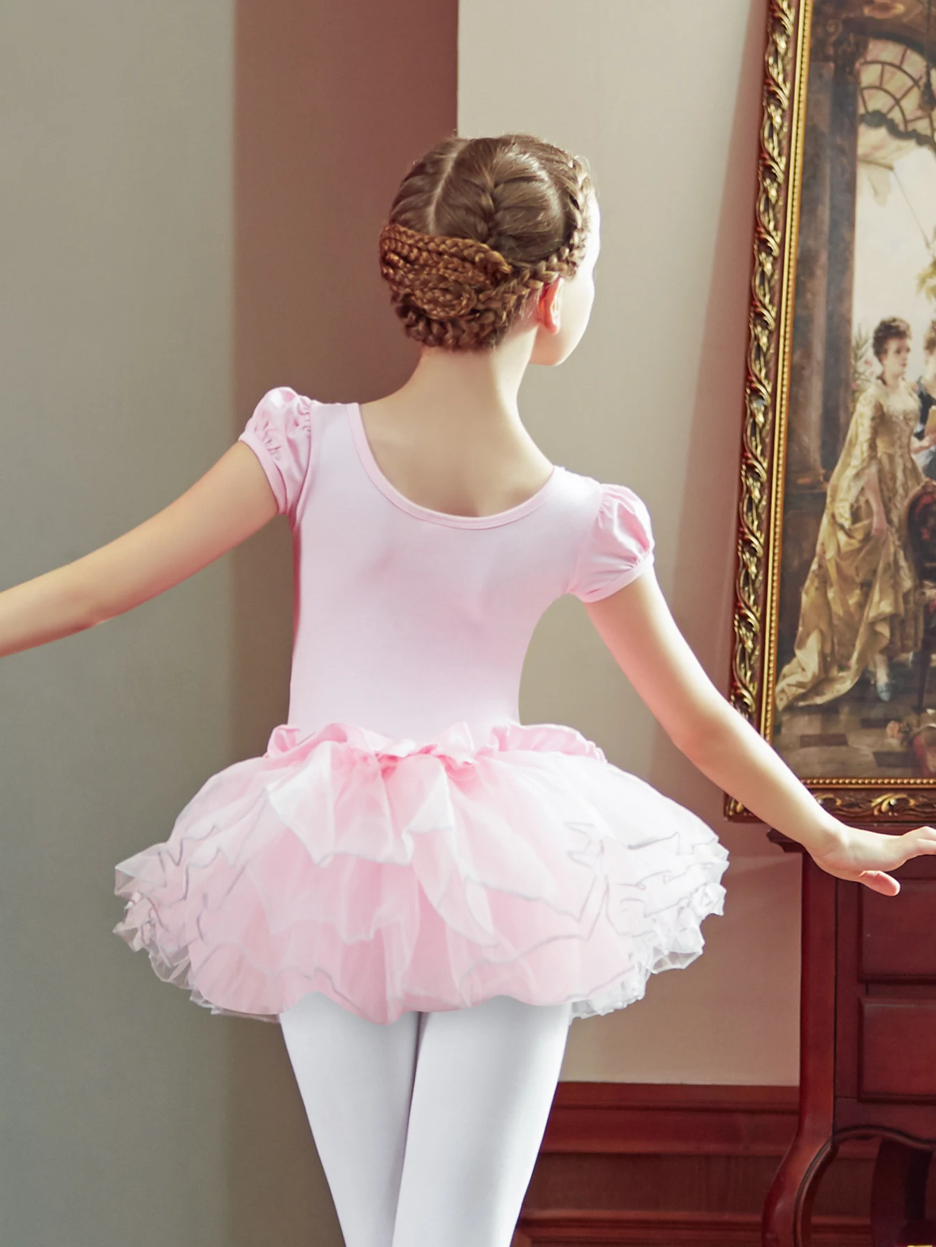 Girl\'s Elegant Ballet Dress  Short Sleeve Dance Wear Sports Skirt Kids Toddler Gymnastics Practice Dancing  leotardos