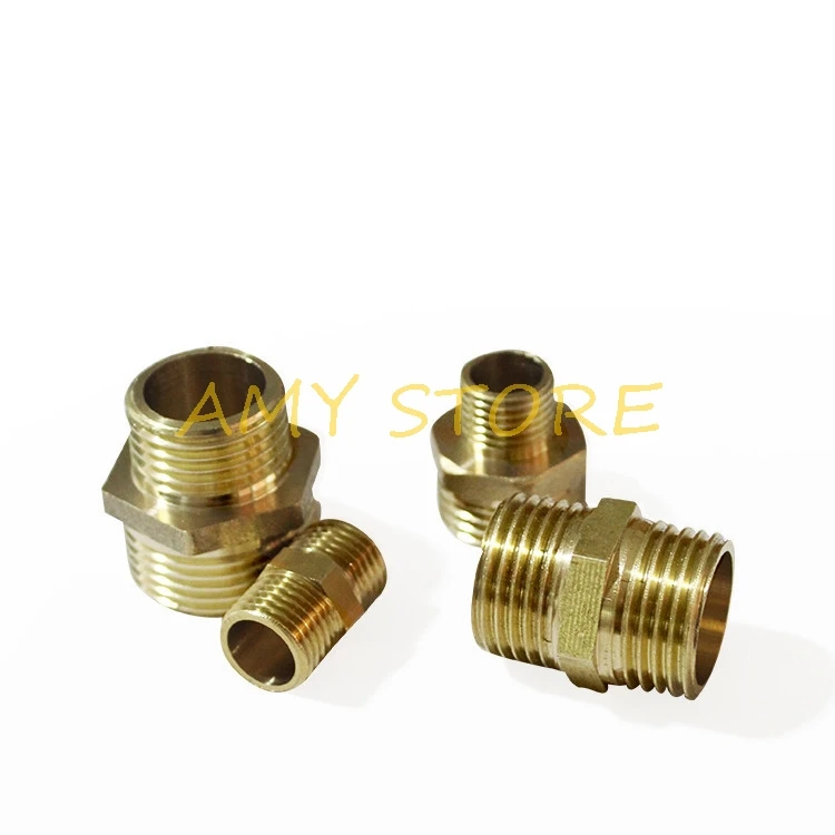 1Pc 1/8'' 1/4'' 3/8'' 1/2'' Male to Male BSP Threaded Brass HEX Nipple Reducer Pipe Fitting Adapter Coupler Connector