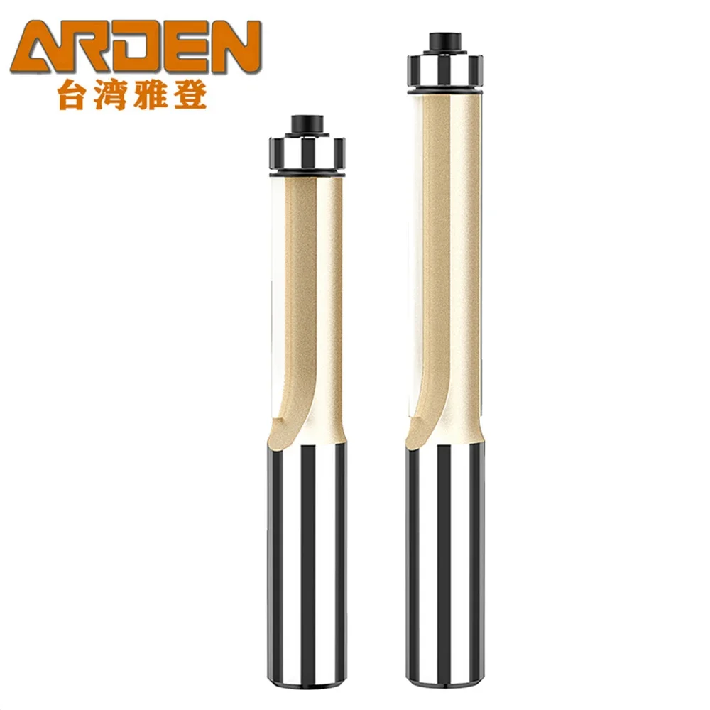 Arden Carbide Trimming Cutter with Bearing 1/2 1/4 Shank Flush Trim Router Bit for Wood Woodworking Tool Endmill Milling Cutter