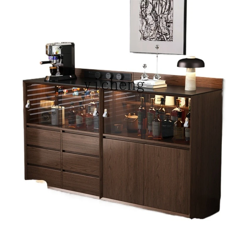 

ZK wood rock slab dining side cabinet medium antique large capacity living room side cabinet coffee cabinet water bar counter