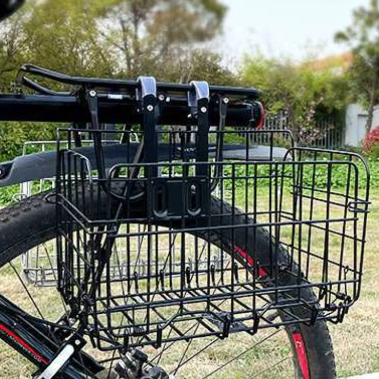 Cycle Basket with Inner Bag Sturdy Foldable Cycle Basket Rust-Resistant Front for Commuters, Commuting, Errands