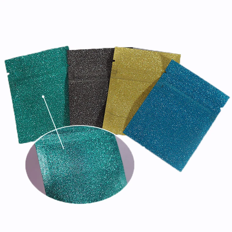 

100Pcs Flat Small Resealable Glittery Aluminum Foil Zip Lock Bag Jewelry Powder Tea Snack Heat Sealing Storage Packaging Pouches