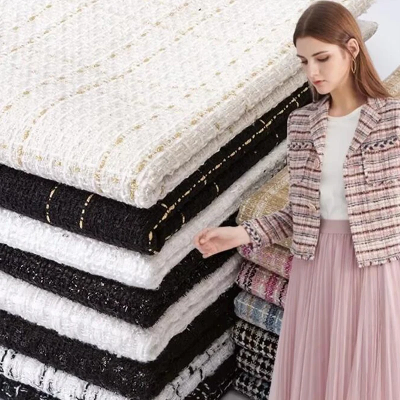 

50X150cm Tweed Coarse Fabric Woolen Lattice Polyester Fabric DIY Autumn Winter Women Coats Dress Handcrafts Sewing Material