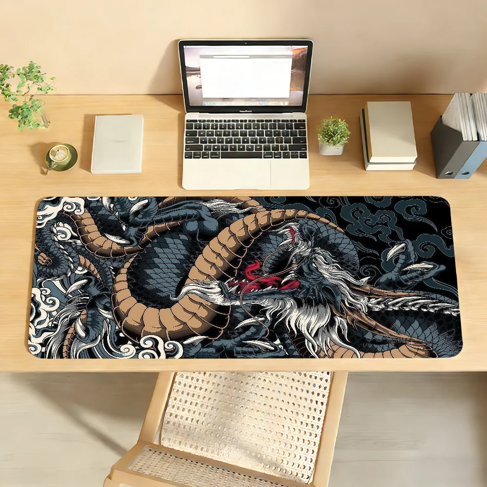 Dragon Mouse Pad Non-slip Locking Edge DeskMat PC Laptop Accessories Rubber Office Keyboard Game Carpet 350x900x3mm