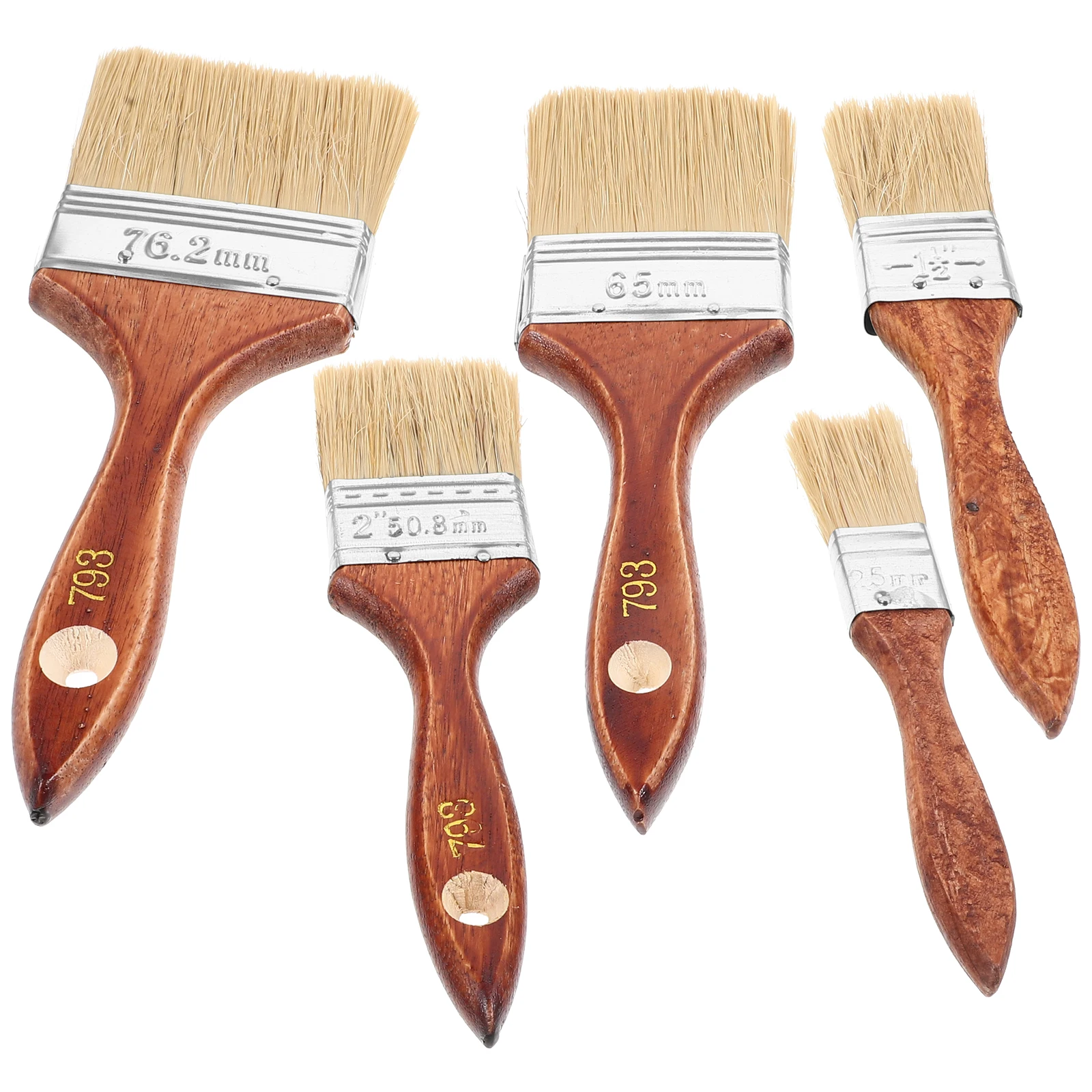 

5 Pcs Paint Brush Bristle Brushes Handle Oil Artists Plastic Painting Masonry