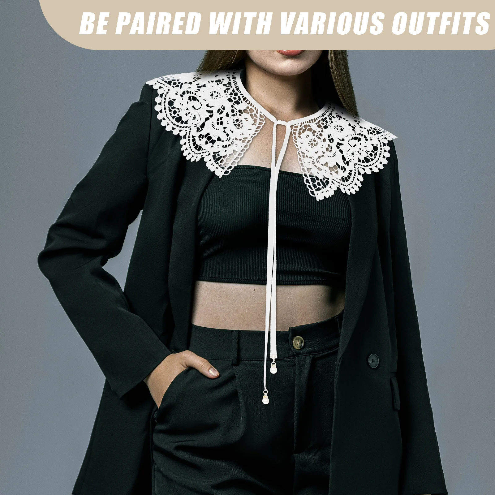 Collar falso de encaje calado Floral desmontable para mujer, accesorio de cuello de camisa, blusa elegante, mejora, versátil, informal, Formal