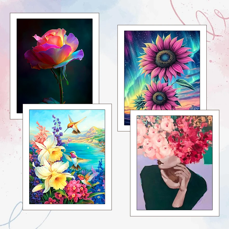 

RUOPOTY 40X50cm Canvas Painting By Numbers For Drawing Flowers Acrylic Paints Picture Crafts kits Handwork Coloring By Numbers