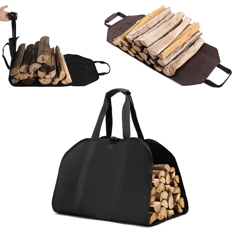 

Easy Carry & Storage. Heavy-Duty Firewood Carrier Bag Durable Polyester Tote with Sturdy Handles for Camping & Outdoor Tool