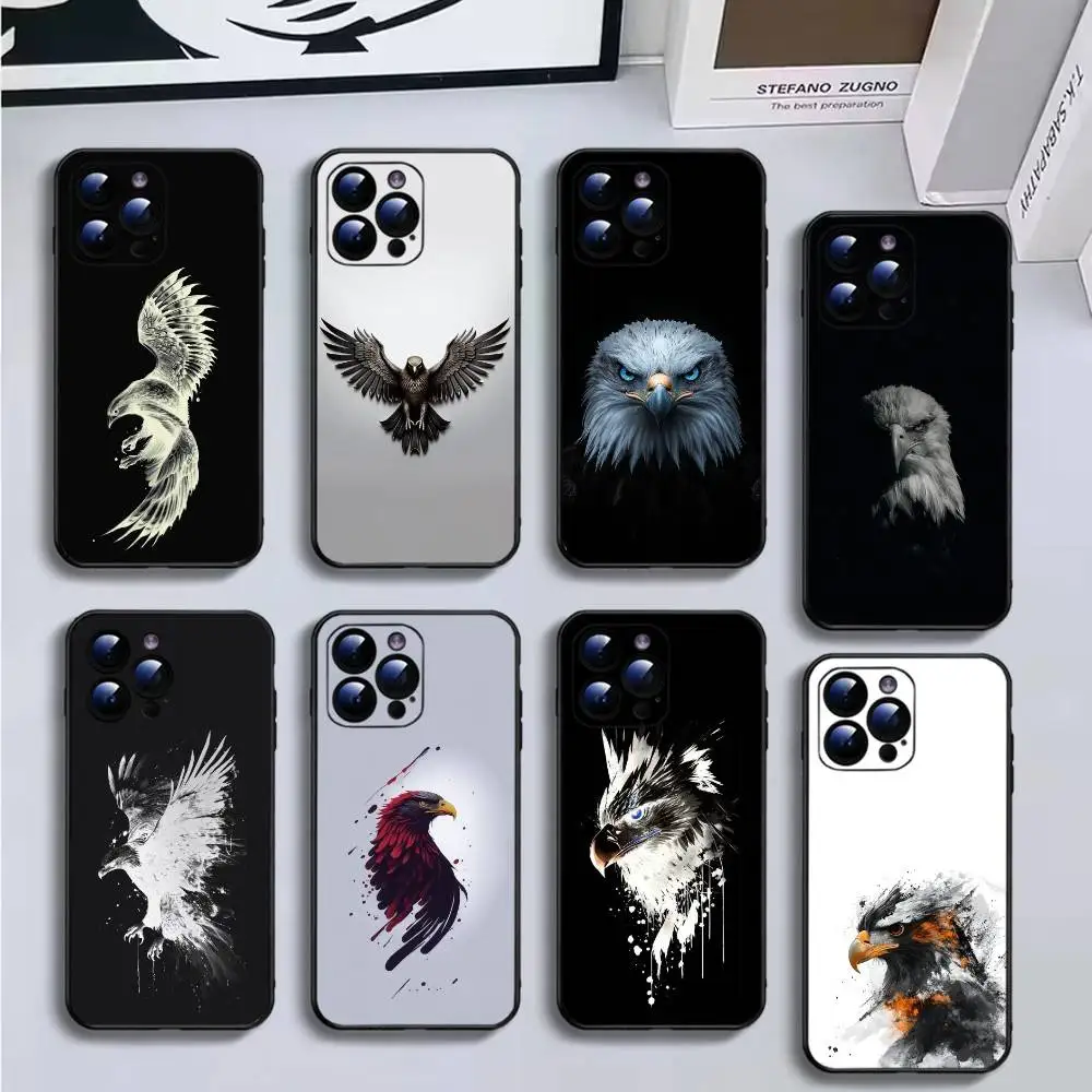 

Birds COOL Eagle Phone Case For iPhone16,15,14,13,12,11 Plus,Pro Max,XS,X,XR,SE,Mini,8,7,Soft Black Cover