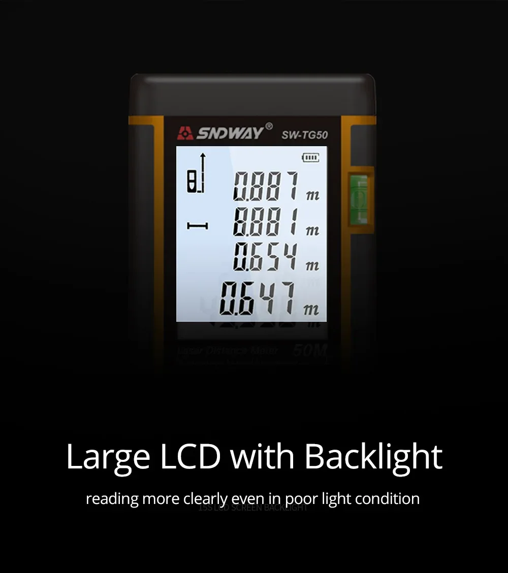 Imagem -04 - Sndway Medida Laser Distância Medidor Régua Laser Digital Lcd Rangefinder Sw-tg120