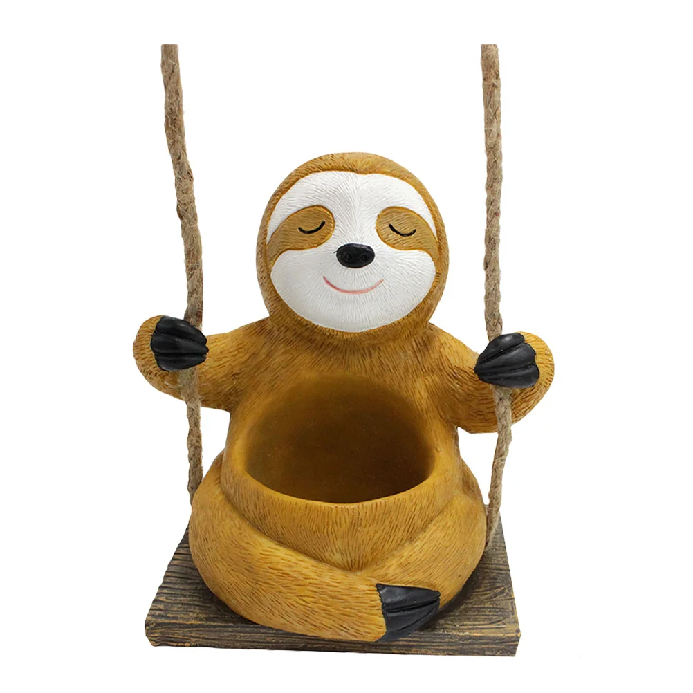 

Подвесной горшок из смолы в форме ленивца, сочный горшок, садовый декор, небольшой контейнер для бонсай в помещении и на открытом воздухе, горшок для растений, подвеска